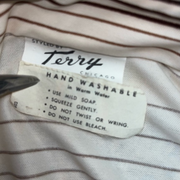 Styled by Terry Chicago • Vtg • Brown/White • Striped • Women • Large • Blouse - Picture 5 of 16